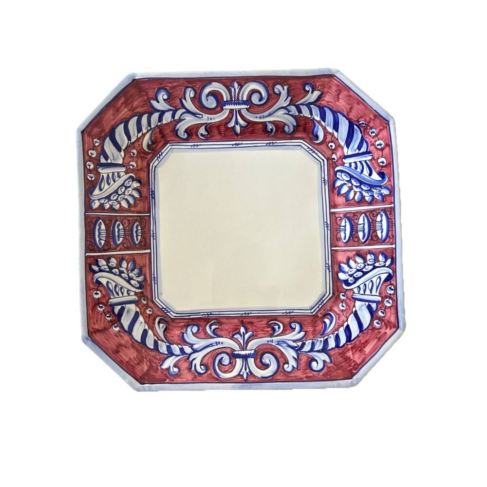Fratelli Mari Deruta Large Platter Wall Art Red Blue Ceramica A Mano Italy 14”